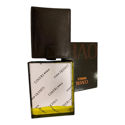 Tempo A Tempo Enrico Coveri dark brown leather wallet with clip in branded gift box