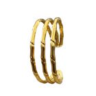 Tempo A Tempo gold stainless steel open cuff bracelet with bamboo-inspired design for women.