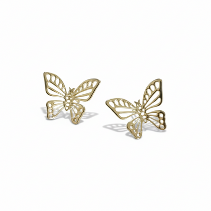 Tempo A Tempo gold stainless steel butterfly earrings for women, lightweight and hypoallergenic.