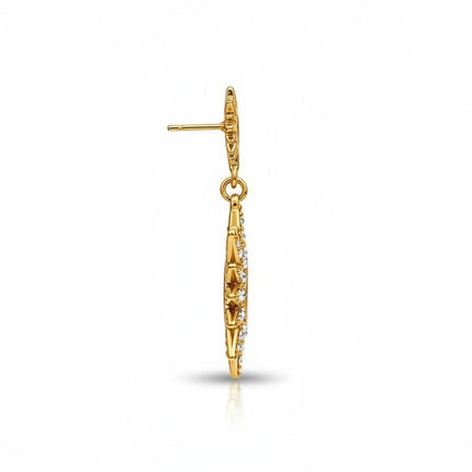 Tempo A Tempo gold celestial star and sun drop earrings with pavé rhinestones, 4cm