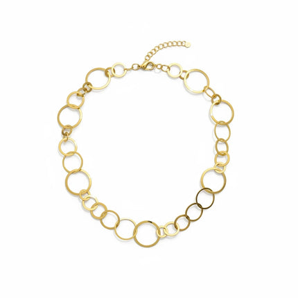 Tempo A Tempo gold-toned necklace featuring a sequence of polished interlocking circles of varying sizes.