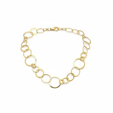 Tempo A Tempo gold-tone necklace featuring a sequence of polished interlocking circles of varying sizes.
