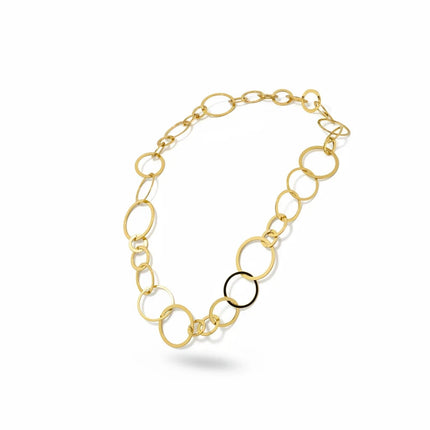 Tempo A Tempo gold-tone necklace featuring a sequence of polished interlocking circles of varying sizes.