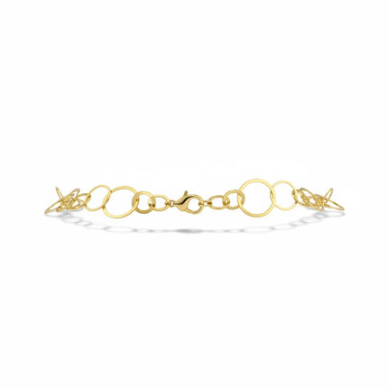 Tempo A Tempo gold-tone necklace featuring a sequence of polished interlocking circles with an adjustable clasp.
