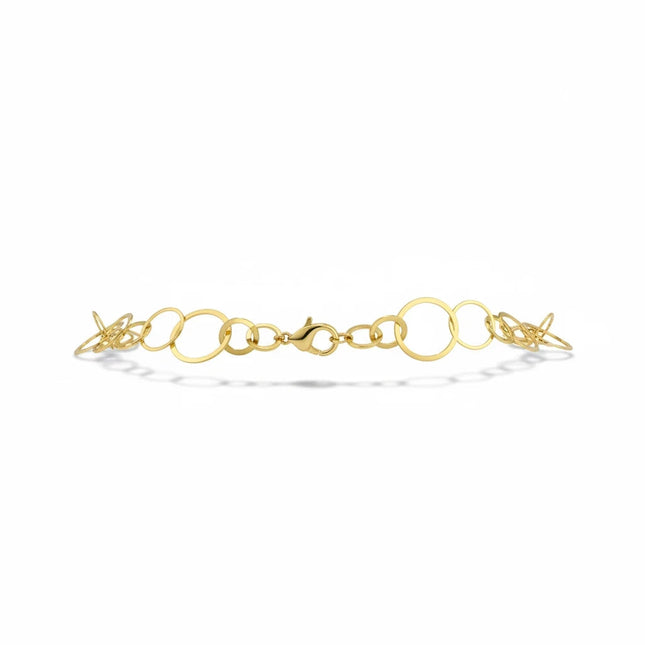 Tempo A Tempo gold-tone necklace featuring a sequence of polished interlocking circles with an adjustable clasp.