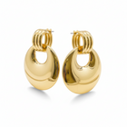 Tempo A Tempo gold-tone stainless steel dangle earrings with concentric rings, 5.5cm drop, polished mirror finish.