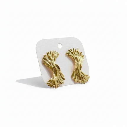 Tempo A Tempo gold stainless steel coral-inspired drop earrings, 4cm, elegant organic design.