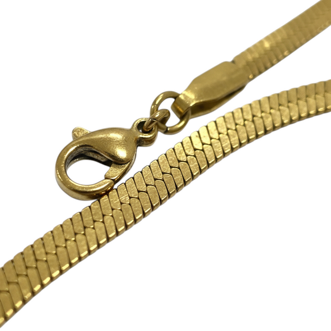 Tempo A Tempo gold-plated stainless steel flat chain choker necklace, 45cm, modern design.