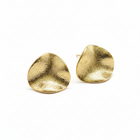 Tempo A Tempo irregular gold hammered metal stud earrings with a satin finish.