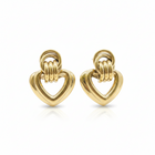 Tempo A Tempo gold stainless steel heart dangle earrings with multiple rings, 4cm