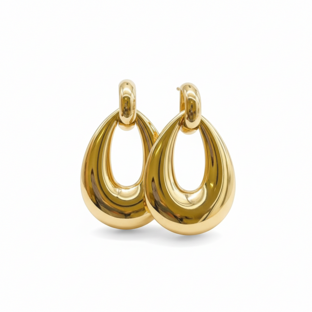 Tempo A Tempo gold hollow drop earrings, stainless steel, 5 cm, elegant and modern design.