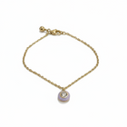 Tempo A Tempo gold-plated chain bracelet with a round lilac enamel charm featuring a clear crystal.