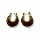 Tempo A Tempo Shelly gold-tone steel hoop earrings with brown resin accents and hook closure