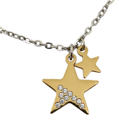 Tempo A Tempo gold-tone stainless steel bracelet for women with star charms and crystal accents.