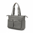 Tempo A Tempo grey nylon tote bag with multiple pockets and logoed handles.