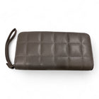 Tempo A Tempo unisex large grey wallet with a quilted pattern, wrist strap, and secure zip closure.