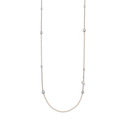 Tempo A Tempo Guess gold-tone stainless steel necklace with crystal accents and logo charm detail
