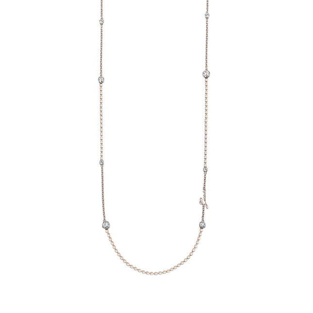 Tempo A Tempo Guess gold-tone stainless steel necklace with crystal accents and logo charm detail