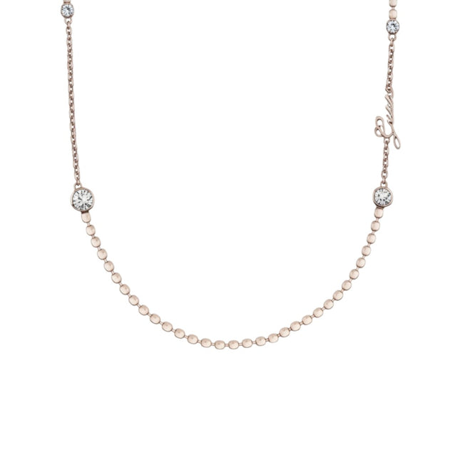 Tempo A Tempo Guess gold-tone stainless steel necklace with crystal accents and logo charm
