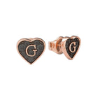 Tempo A Tempo Guess heart stud earrings in rose gold tone steel with black crystals and G logo detail