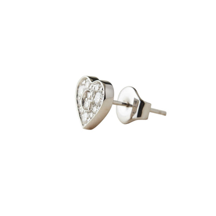 Tempo A Tempo Guess heart-shaped stud earrings in stainless steel with pavé crystals and G logo detail