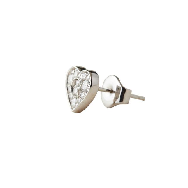 Tempo A Tempo Guess heart-shaped stud earrings in stainless steel with pavé crystals and G logo detail