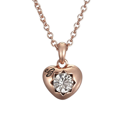 Tempo A Tempo Guess rose gold stainless steel necklace featuring a heart pendant with a central crystal detail