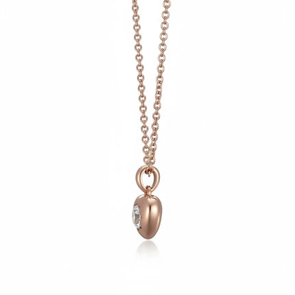 Tempo A Tempo Guess rose gold stainless steel necklace with a heart pendant featuring a central crystal