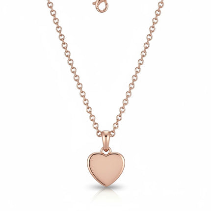 Tempo A Tempo Guess rose gold tone stainless steel heart pendant necklace for women