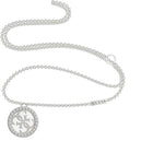 Tempo A Tempo Guess silver-tone stainless steel necklace featuring a round logo pendant embellished with crystals.