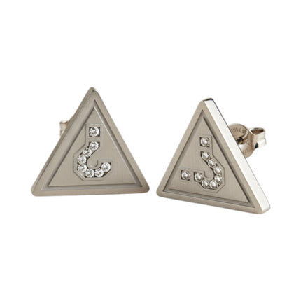 Tempo A Tempo Guess triangle earrings in stainless steel with crystal-embellished question mark logo