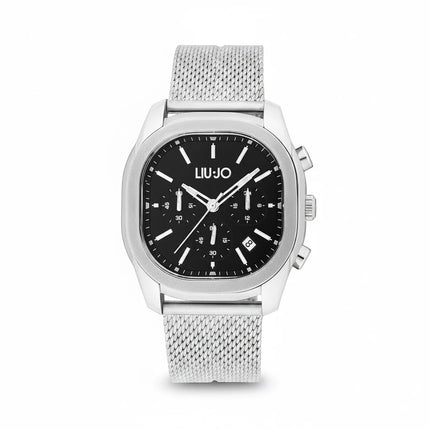 Orologio da uomo Liu Jo TLJ1644 con cassa in acciaio, quadrante nero, cronografo e bracciale mesh