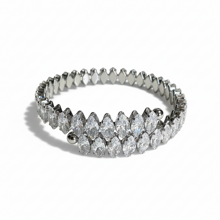 Tempo A Tempo women's tennis bracelet in stainless steel with double row of marquise-cut cubic zirconia stones.