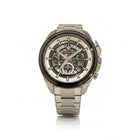 Tempo A Tempo Orologio Uomo Maserati Sfida cronografo in acciaio con quadrante scheletrato e lunetta nera.