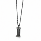 Tempo A Tempo men's black IP steel chain necklace with a modern dark pendant featuring ribbed detailing.