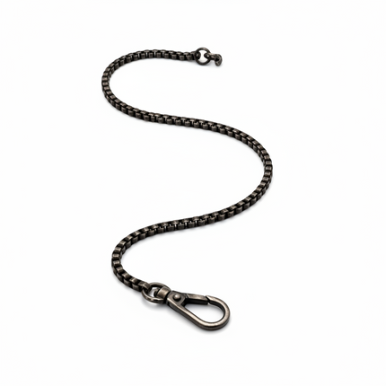 Tempo A Tempo men's dark grey stainless steel 316L box chain necklace with lobster clasp and distressed finish, 60cm