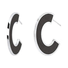 Orecchini Tempo A Tempo 2Jewels a semicerchio in acciaio con smalto nero dal design geometrico e contemporaneo
