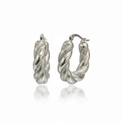 Orecchini Tempo A Tempo in acciaio argentato con design a vortice intrecciato tridimensionale per donna