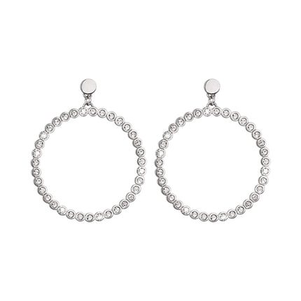 Orecchini a cerchio Tempo A Tempo 2Jewels in acciaio con cristalli luminosi incastonati lungo tutto il profilo
