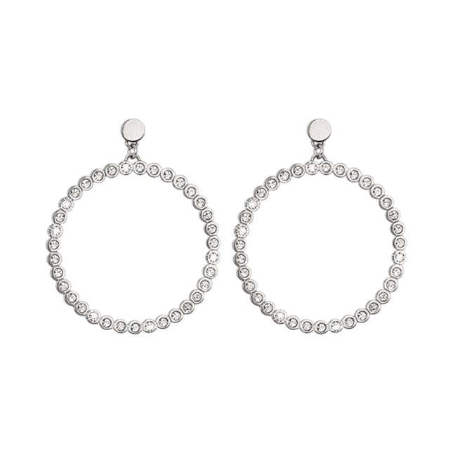 Orecchini a cerchio Tempo A Tempo 2Jewels in acciaio con cristalli luminosi incastonati lungo tutto il profilo