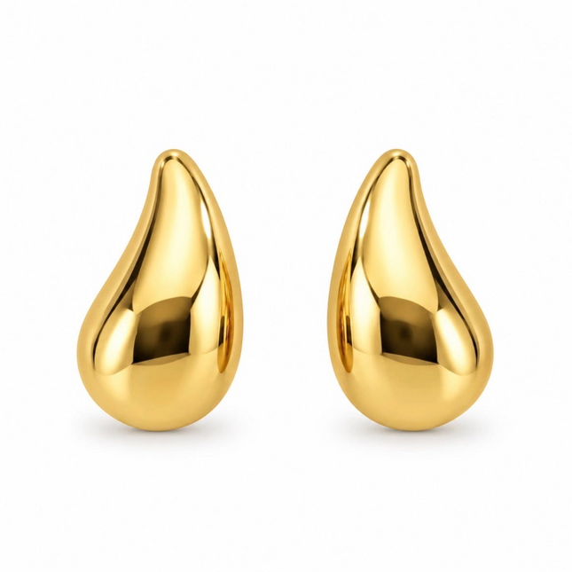 Orecchini a goccia Tempo A Tempo dorati con superficie liscia e lucida dal design minimal ed elegante