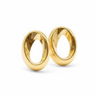 Tempo A Tempo Orecchini donna in lega oro lucido, ovali asimmetrici, finitura a specchio, nickel free, 4,5cm.