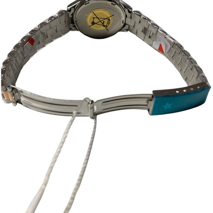 Orologio donna Tempo A Tempo Hoops con bracciale in acciaio lucido, vista posteriore della cassa e chiusura deployante