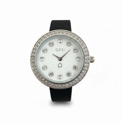 Orologio donna Tempo A Tempo OPS Objects con quadrante bianco, indici in cristallo e lunetta a doppia fila di strass