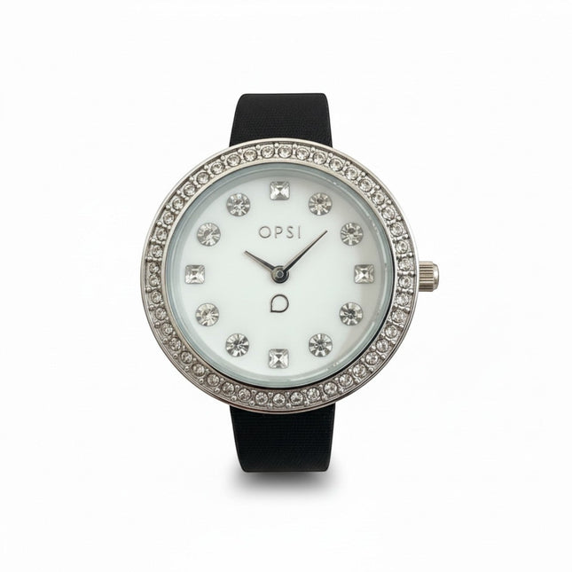 Orologio donna Tempo A Tempo OPS Objects con quadrante bianco, indici in cristallo e lunetta a doppia fila di strass