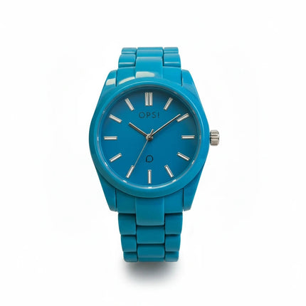 Orologio da donna Tempo A Tempo OPS Objects in resina azzurra con design monocromatico e movimento al quarzo