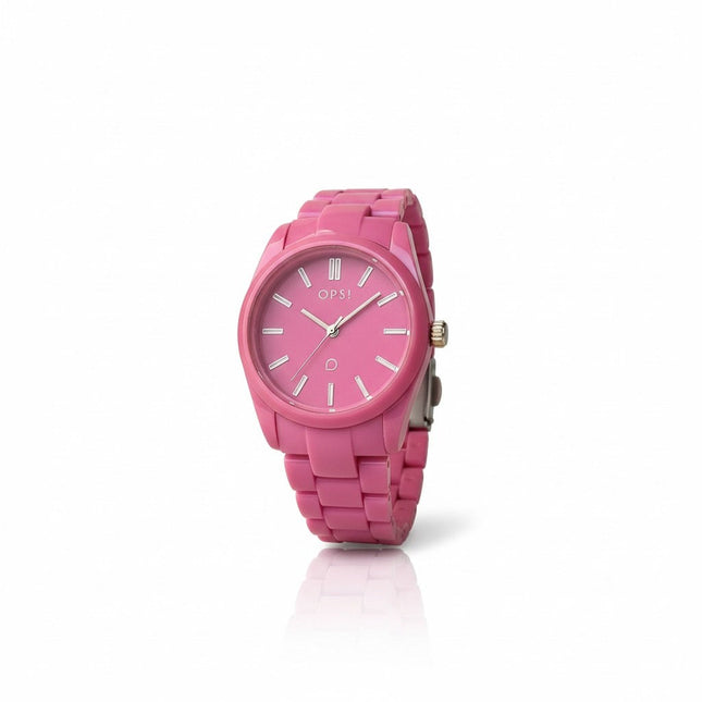 Orologio donna Tempo A Tempo OPS Objects in resina rosa con design total-color e movimento al quarzo