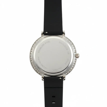 Retro della cassa in acciaio dell'orologio donna Tempo A Tempo OPS Objects con cinturino in pelle nera