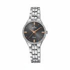 Orologio donna Tempo A Tempo Festina in acciaio con quadrante scuro, indici oro rosa e lunetta impreziosita da cristalli