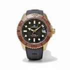 Orologio Tempo A Tempo Lorenz DI-300 automatico diver con cassa oro, ghiera marrone e cinturino in gomma nera